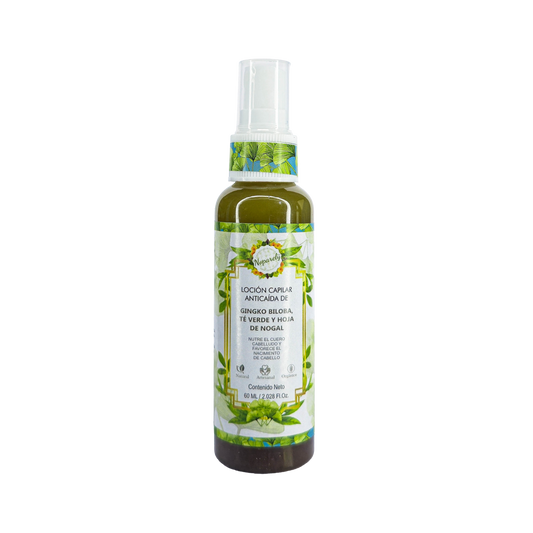 Loción Capilar Anticaída de Gingko Biloba, Té Verde y Hoja de Nogal