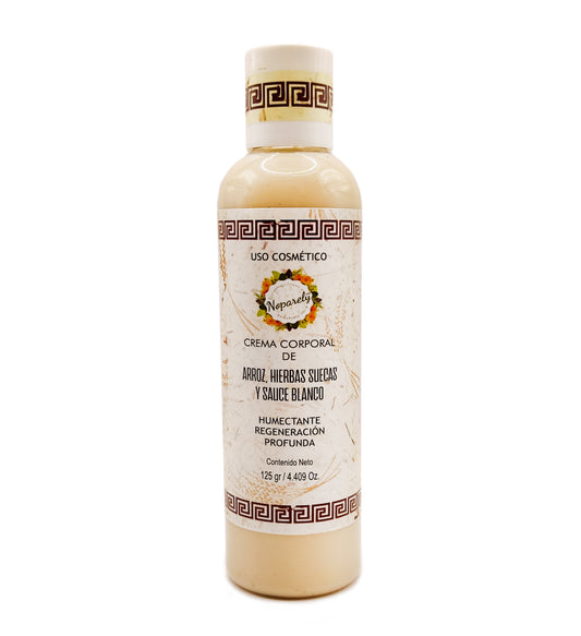 Crema Corporal de Arroz, Hierbas Suecas y Sauce Blanco