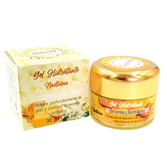 Gel Facial Hidratante Nocturno Cúrcuma y Sauce Blanco