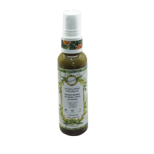 Loción Capilar Anticaída de Gingko Biloba, Té Verde y Hoja de Nogal